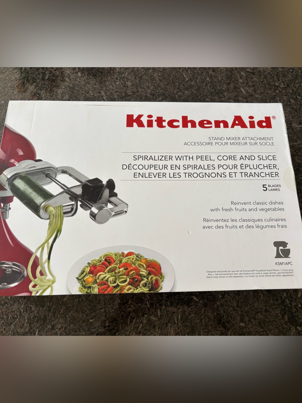 KitchenAid Red and Silver Spiralizer Attachment